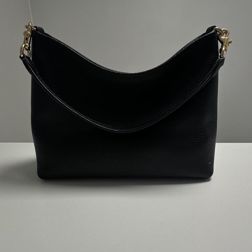 Coach Laurel Black Pebbled Leather Shoulder Bag with Gold Accents - Picture 2 of 8